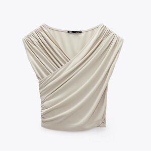Zara Cream Draped Women's Top